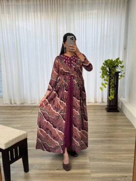 Gown-Heavy Rayon Fabrics And Hand Embroidered And Handwork Gown