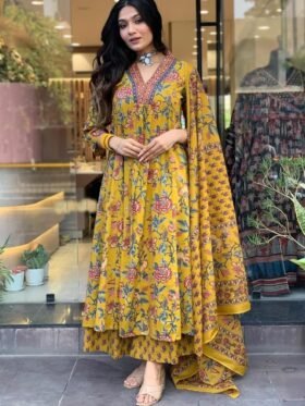 Kurti Pant And Dupatta Set-Pure Cotton Fabrics And Beautiful Printed Kurti Pant And Dupatta Set